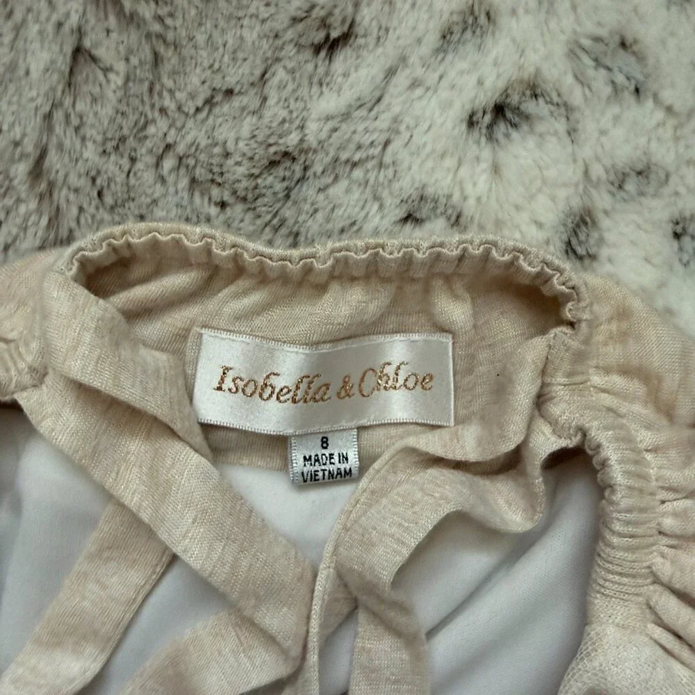 Isobella & Chloe cream polka dot lace dress girls size 8 garden party summer